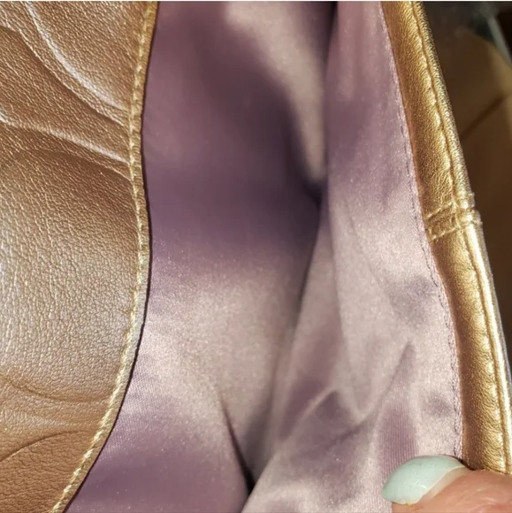 Coach Gold Metallic Monogram Embossed Shoulder Tote - Picture 5 of 15